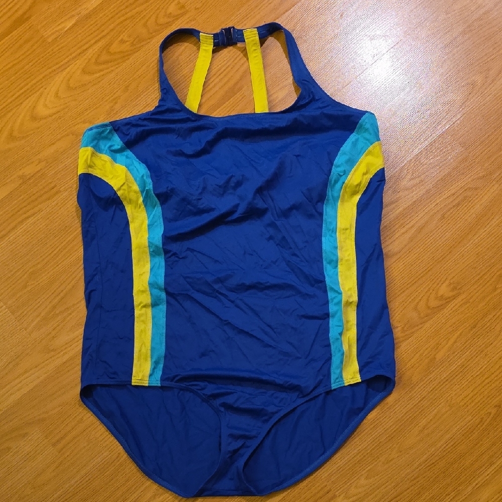 Lands' End Blue and Yellow Swimwear
